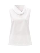 Ladies Rtw The Row - Galya Cowl-neck Cotton-poplin Top - Womens - Ivory