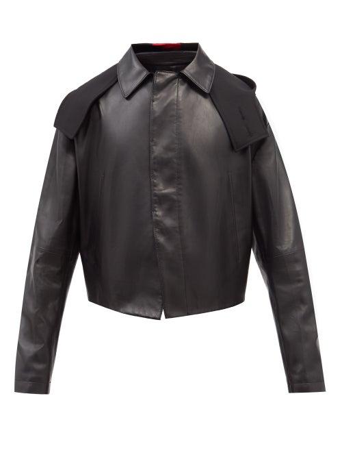 Maximilian - Hooded Leather Jacket - Mens - Black
