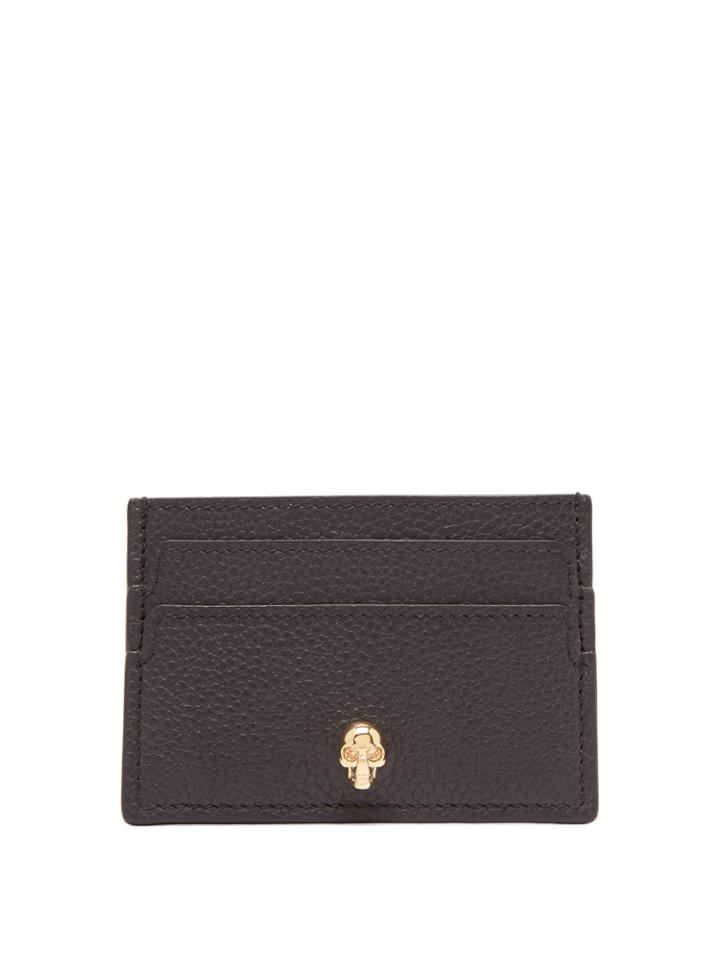 Alexander Mcqueen Skull-embellished Grained-leather Cardholder