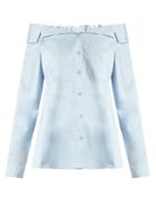 Tibi Off-the-shoulder Button-through Cotton Top