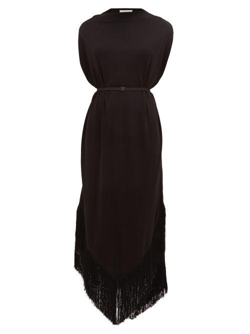 Matchesfashion.com Matteau - The Fringed Cocoon Dress - Womens - Black