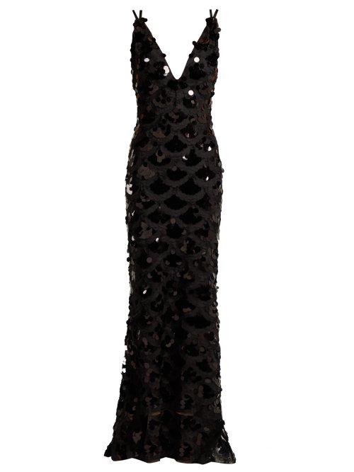 Matchesfashion.com Maria Lucia Hohan - Kiah Pailette Sequinned Silk Dress - Womens - Black
