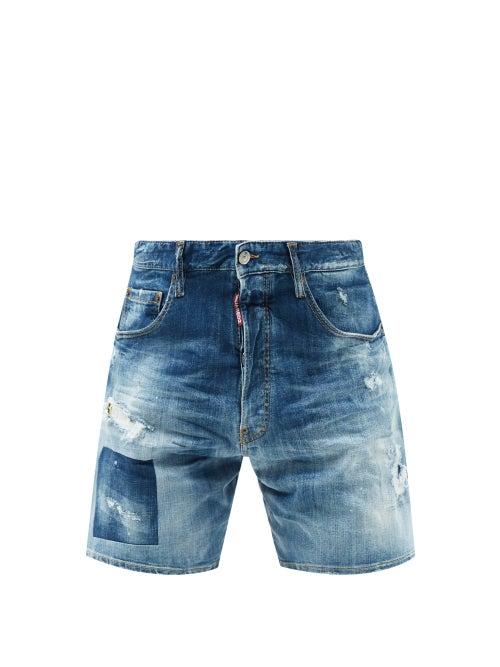 Dsquared2 - Distressed Denim Shorts - Mens - Navy