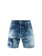Dsquared2 - Distressed Denim Shorts - Mens - Navy