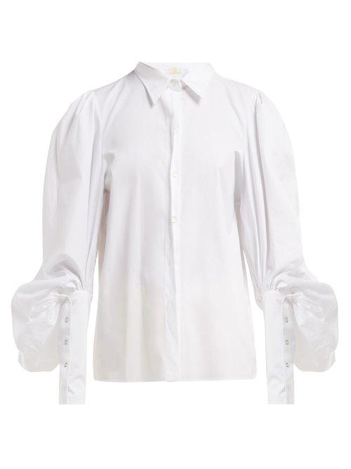 Matchesfashion.com Sara Battaglia - Balloon Sleeve Cotton Blouse - Womens - White