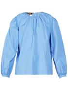 Matchesfashion.com Rochas - Tie Back Cotton Poplin Blouse - Womens - Light Blue