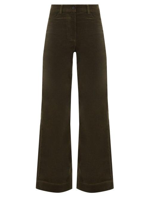 Cefinn - Tennyson Cotton-corduroy Wide-leg Trousers - Womens - Khaki