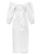 Matchesfashion.com Mara Hoffman - Fila Off-the-shoulder Linen Wrap Dress - Womens - White