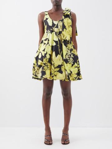 Kika Vargas - Sue Azalea-print Twill Mini Dress - Womens - Yellow Black