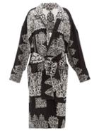 Matchesfashion.com Edward Crutchley - Lace Effect Jacquard Longline Wool Cardigan - Womens - Black White