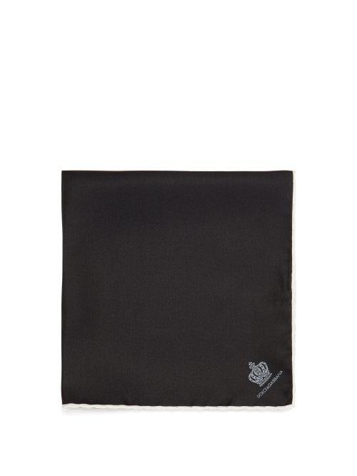 Matchesfashion.com Dolce & Gabbana - Crown Jacquard Silk Faille Pocket Square - Mens - Black