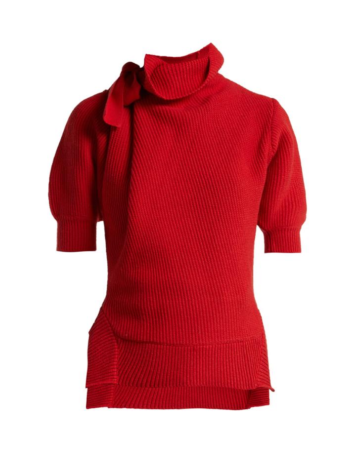 Self-portrait High-neck Cotton-blend Sweater