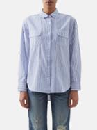 Nili Lotan - Felicity Cotton And Ramie-blend Striped Shirt - Womens - Blue Multi