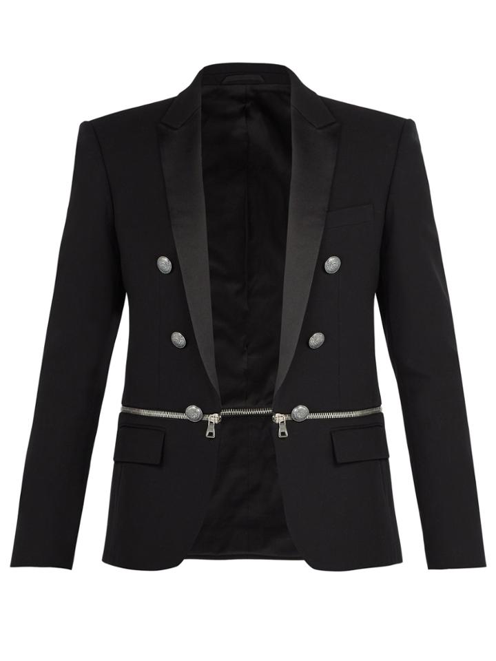 Balmain Zipped-panel Cotton Blazer