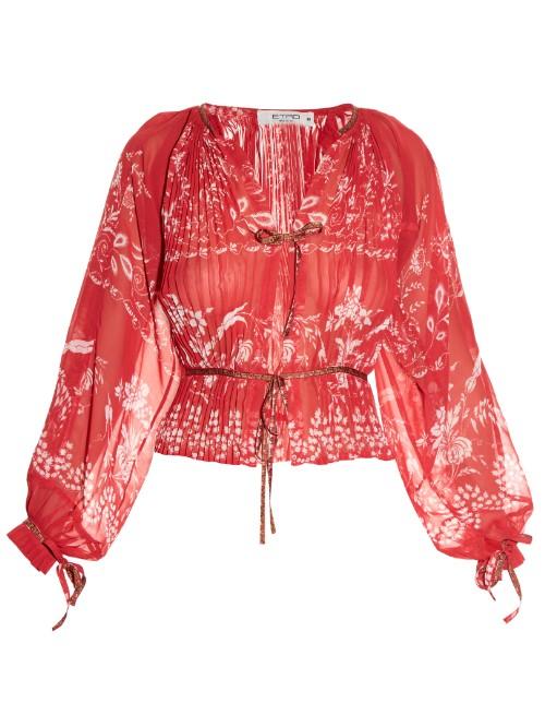 Etro Floral-print Pleated Blouse