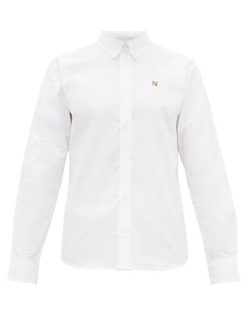 Matchesfashion.com Maison Kitsun - Embroidered Fox Cotton Oxford Shirt - Mens - White