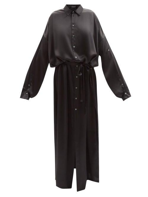 Ann Demeulemeester - Silvie Silk-satin Shirt Dress - Womens - Black