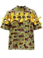 Ladies Rtw Lisa Folawiyo - Geo Ankara-print Cotton Top - Womens - Yellow Multi