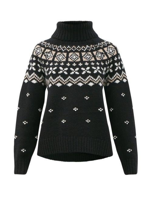 Matchesfashion.com Bogner - Sina Fair Isle Cashmere Sweater - Womens - Black Print