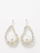 Pearl Octopuss.y - Mini Silver Oysters Crystal & Silver Earrings - Womens - Silver