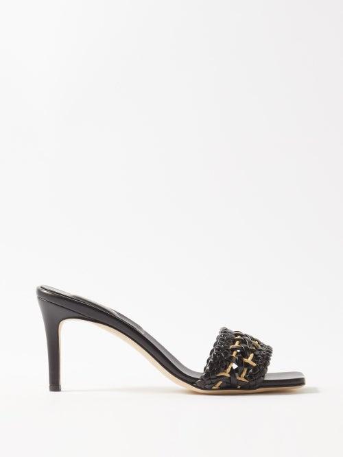 Serena Uziyel - Almeria 70 Woven-strap Leather Mules - Womens - Black Natural