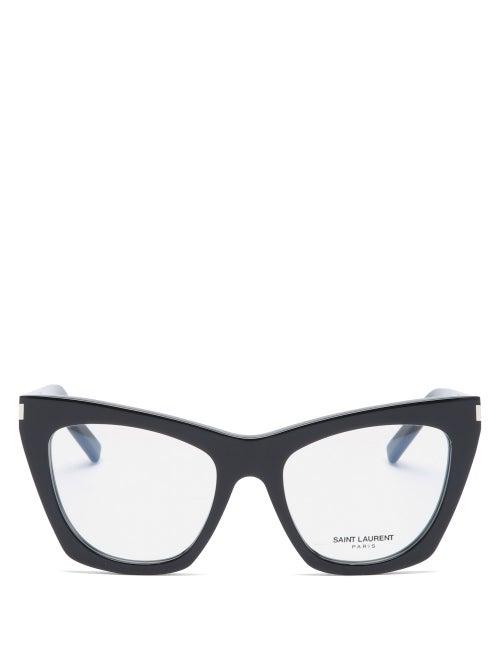 Matchesfashion.com Saint Laurent - Kate Cat-eye Acetate Glasses - Womens - Black