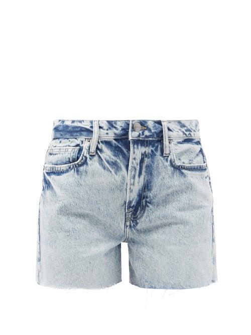 Ladies Rtw Frame - Le Simone Raw-edged Denim Shorts - Womens - Mid Denim