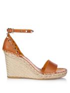 Valentino Rockstud Leather Espadrille Wedge Sandals