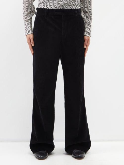 73 London - Corduroy Flared Trousers - Mens - Black