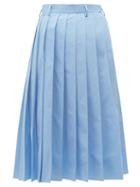 Matchesfashion.com Prada - Knife Pleated Cotton Poplin Midi Skirt - Womens - Blue