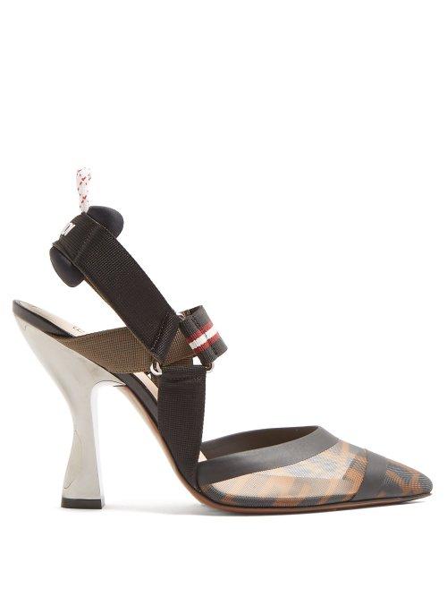 Matchesfashion.com Fendi - Colibr Ff Print Mesh Pumps - Womens - Black Multi