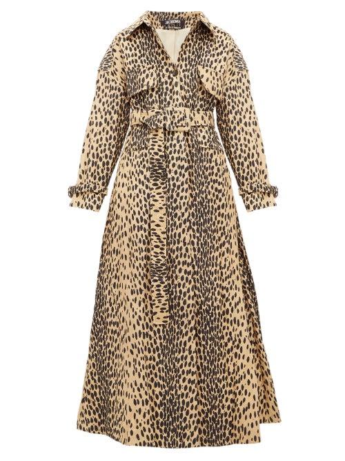 Matchesfashion.com Jacquemus - Thika Leopard Print Belted Cotton Blend Coat - Womens - Leopard
