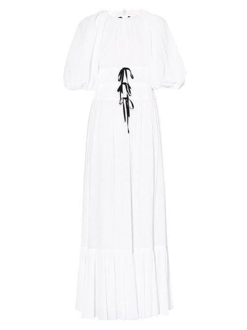 Matchesfashion.com Erdem - Marlyn Puff-sleeve Crepe Dress - Womens - White