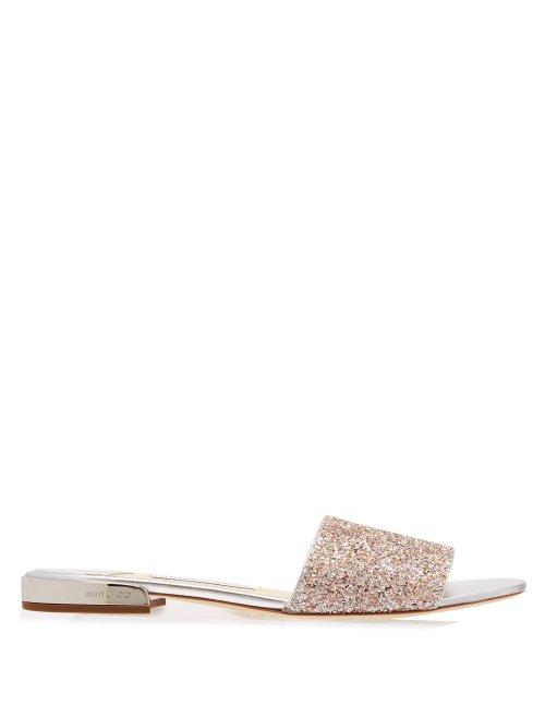 Matchesfashion.com Jimmy Choo - Joni Glitter Leather Slides - Womens - Pink