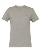 Matchesfashion.com Maison Kitsun - Fox Appliqu Cotton Jersey T Shirt - Mens - Grey