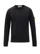 Matchesfashion.com Stone Island - Logo-patch Garment-dyed Cotton-jersey Sweatshirt - Mens - Black