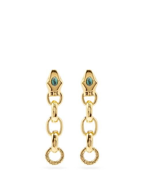 Matchesfashion.com Aurlie Bidermann - Tao 18kt Gold-plated Snake Earrings - Womens - Blue Gold