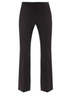 Versace - Kick-flared Wool-blend Twill Trousers - Womens - Black