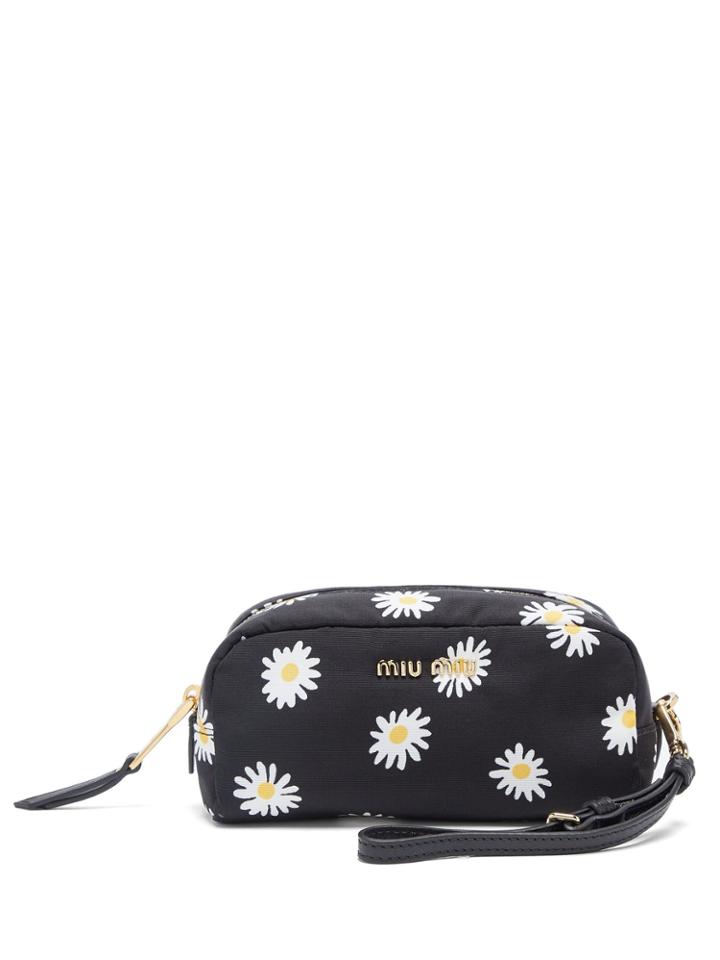Miu Miu Daisy-print Nylon Pouch