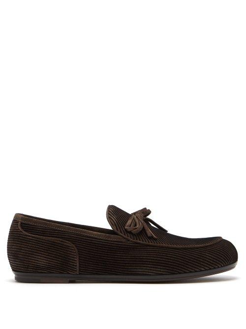 Matchesfashion.com Bottega Veneta - Striped Suede Loafers - Mens - Black Multi