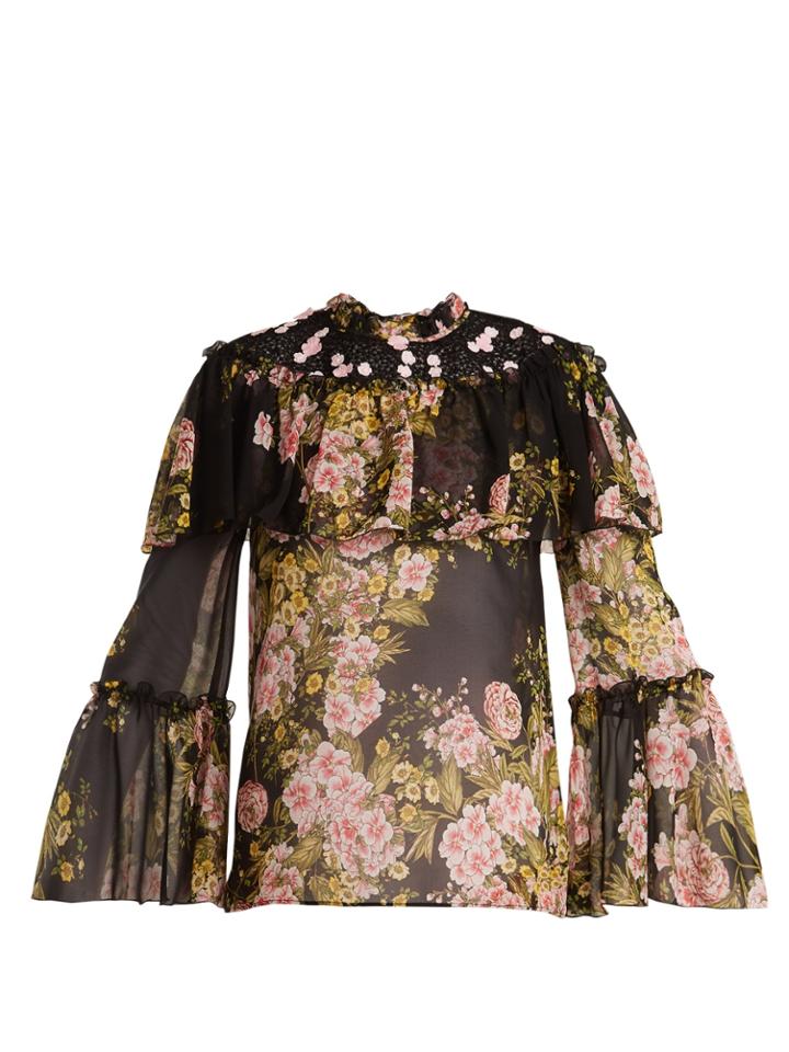 Giambattista Valli Floral-print Silk Blouse