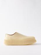 Jil Sander - Ribbed-sole Leather Trainers - Womens - Ecru