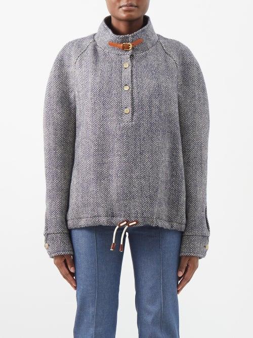 Giuliva Heritage - Donatella Wool-blend Herringbone Jacket - Womens - Blue White