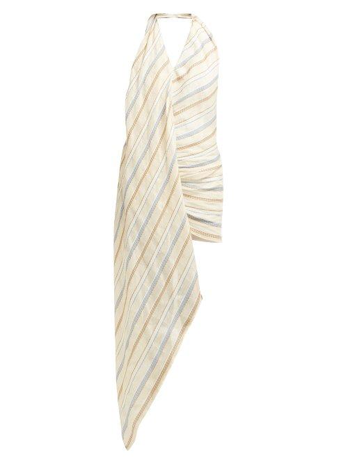 Matchesfashion.com Jacquemus - Spezia Cotton And Linen Blend Halterneck Dress - Womens - Beige Multi
