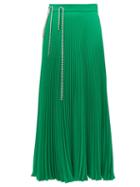 Matchesfashion.com Christopher Kane - Crystal Cup Chain Pleated Skirt - Womens - Green
