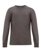 Matchesfashion.com Polo Ralph Lauren - Logo Embroidered Long Sleeved Cotton T Shirt - Mens - Grey