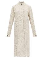 Matchesfashion.com Lemaire - Draped Tie Marble Print Silk Dress - Womens - White Black
