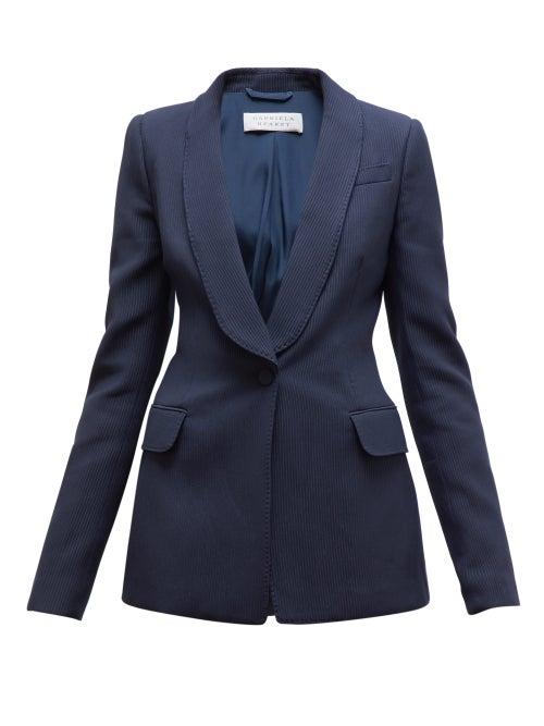 Matchesfashion.com Gabriela Hearst - Caligula Single Breasted Cotton Ottoman Blazer - Womens - Navy