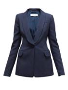 Matchesfashion.com Gabriela Hearst - Caligula Single Breasted Cotton Ottoman Blazer - Womens - Navy