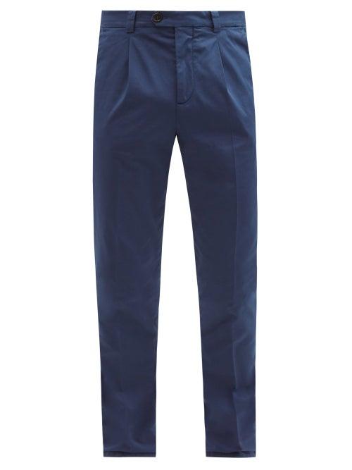 Matchesfashion.com Brunello Cucinelli - Cotton-gabardine Slim-leg Chino Trousers - Mens - Blue